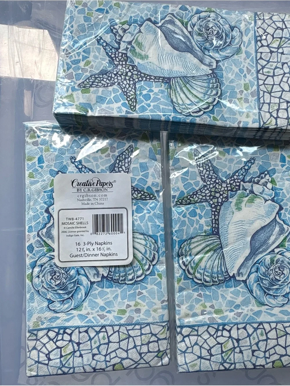 3 Packs Vintage CR Gibson Mosaic Shells HTF RARE designer napkins
